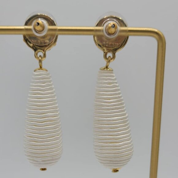 J Crew Gold and Cream Textured Drop Earrings - Picture 4 of 8